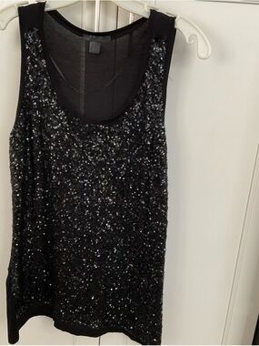 Black Sequin Tank Top - Women's Sparkle Evening Shell